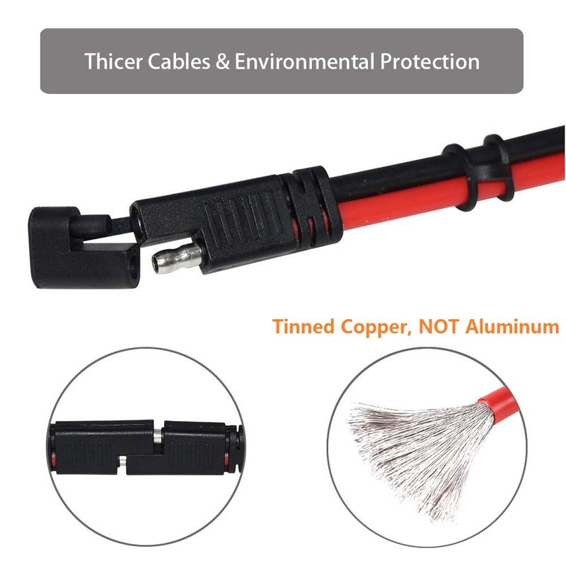 SPARKING 6FT 12AWG SAE to SAE Extension Cable 2Pin Bullet Quick Connect Heavy Duty Wire Harness with Waterproof Cap (6FT) - Image 5